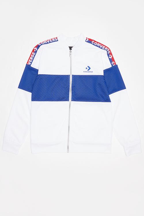 2 tone colorblock track jacket - white & blue