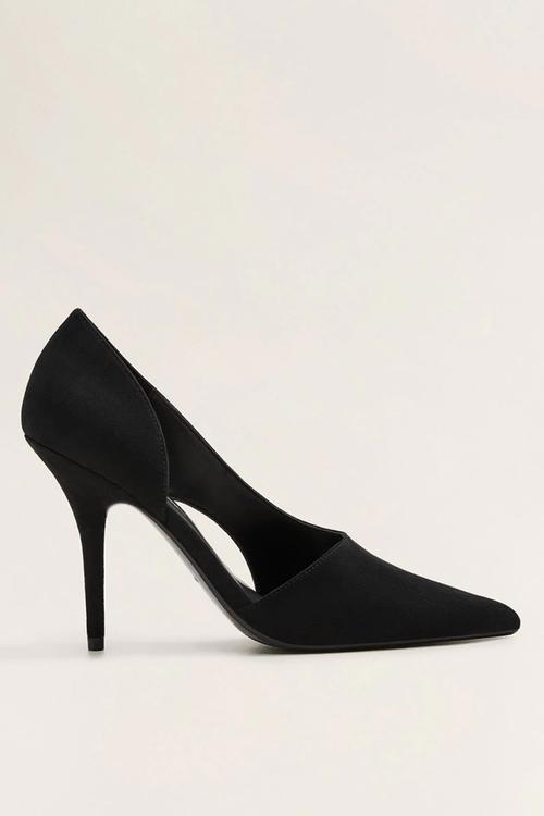Faux leather asymmetric heel - black