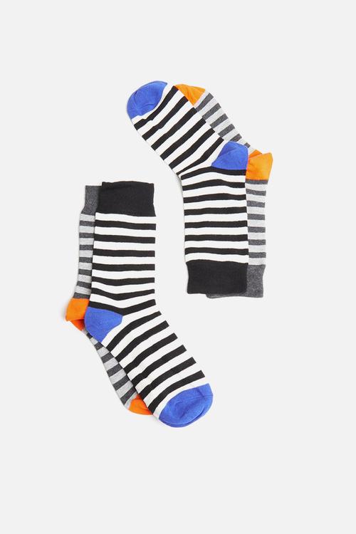 2-pack striped toe block socks - multi