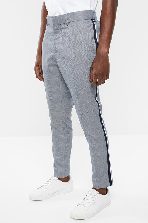 Gerhard check antifit  pants - blue & grey 