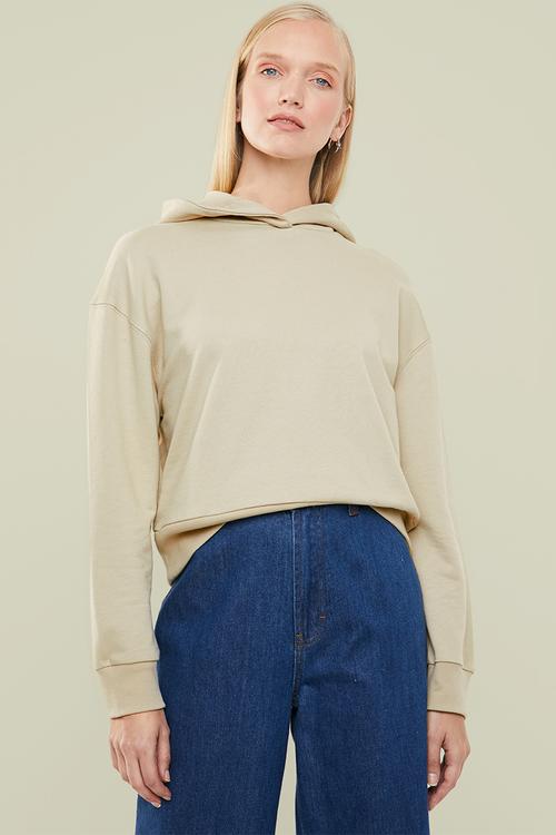 Boxy crop hoodie - neutral