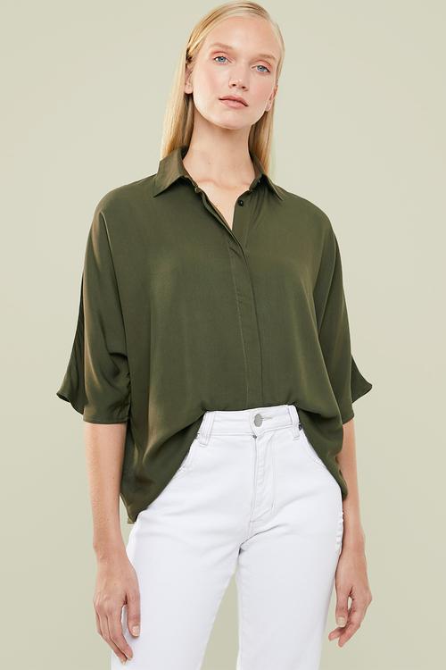 Batwing sleeve shirt - khaki