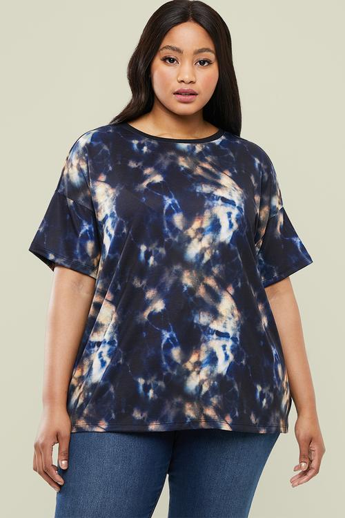 Boyfriend tee - navy & orange