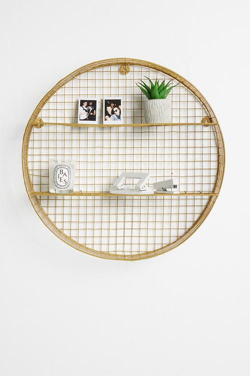 Round grid shelf - brass