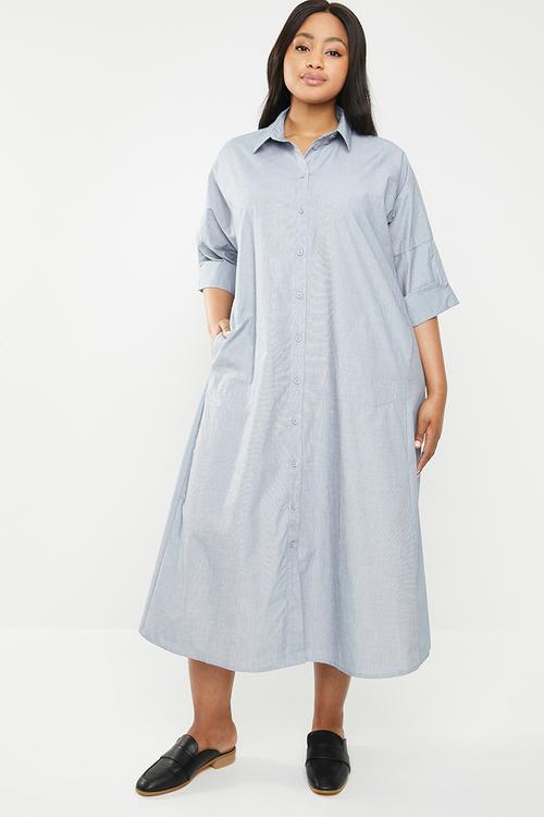 Plus size thutho shirt dress - blue