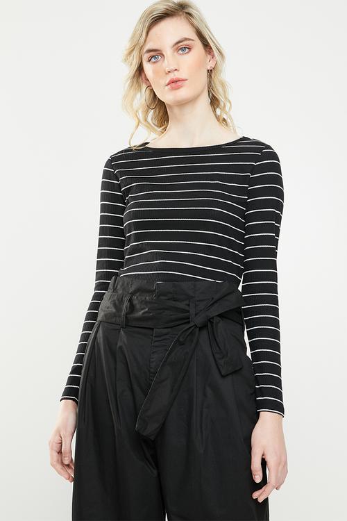 Nevada stripe jersey top - black & white