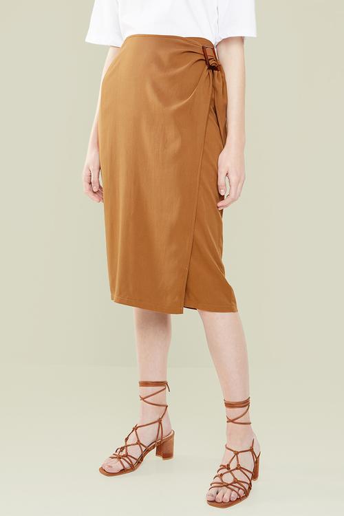 Midi wrap skirt - tan