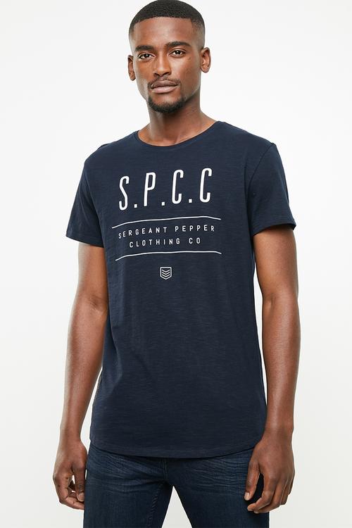 Scoop hem logo short sleeve tee - navy