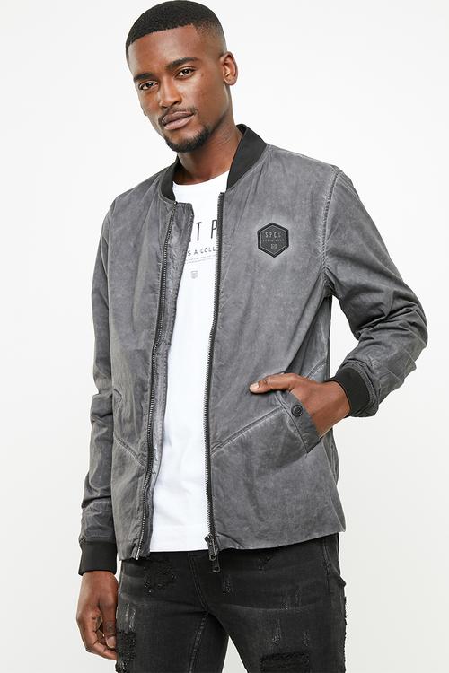 Dirty dye bomber jacket - black & grey