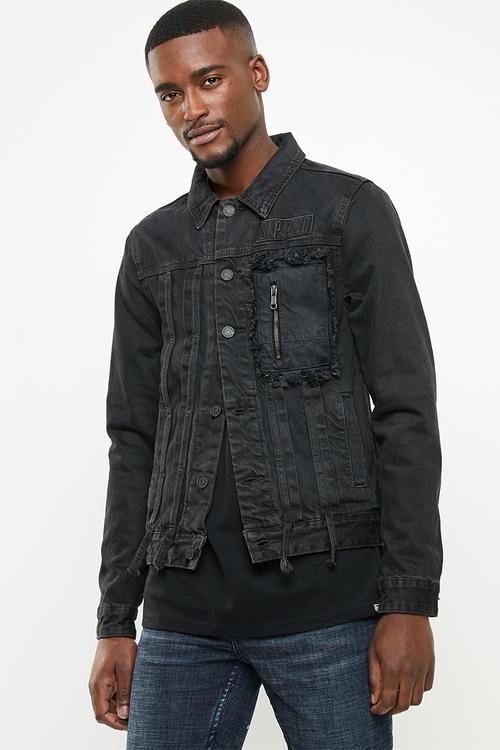 Utility denim jacket - black