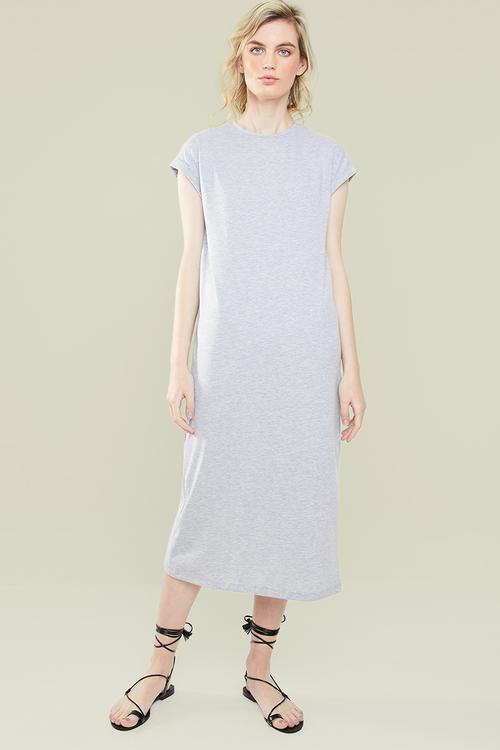 Grown on sleeve T-shirt dress - grey 