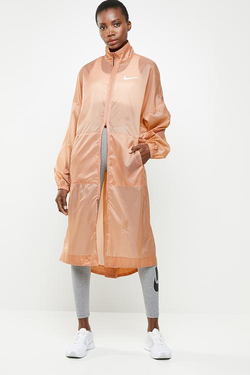 Woven swoosh jacket- rose gold