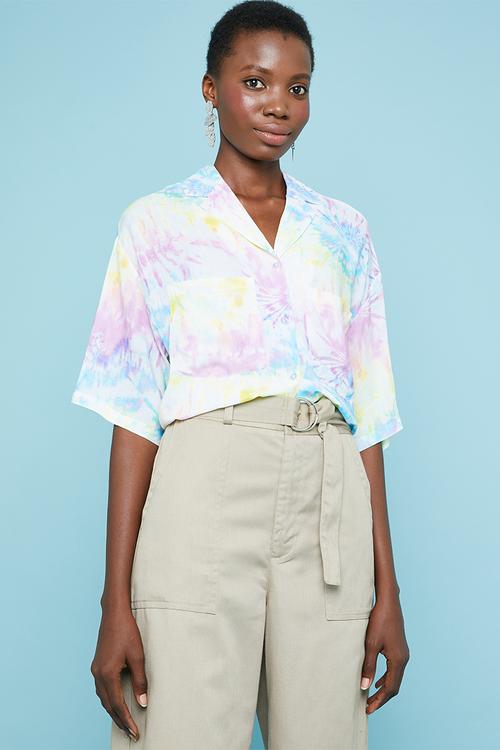 Tie-dye printed resort shirt - multi