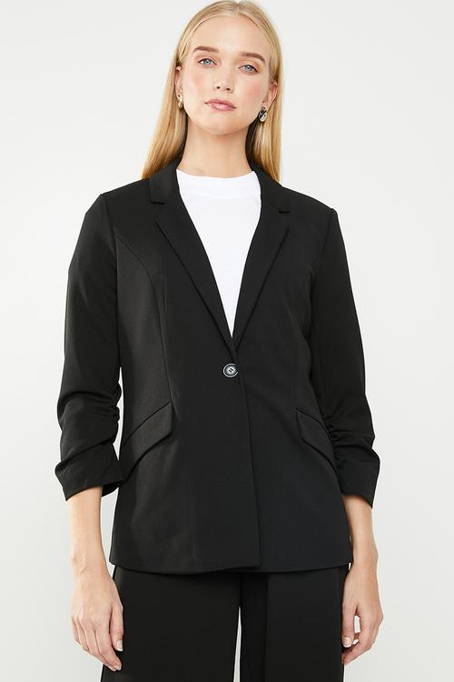 Carlina 3/4 sleeve blazer - black