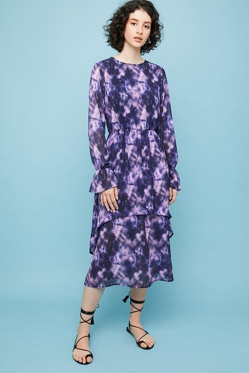 Tiered midi dress - purple
