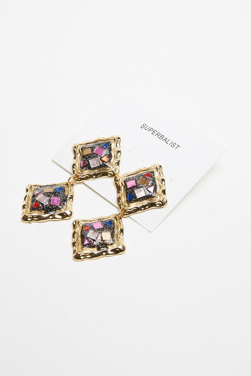 Multi jewel drop earrings - multi