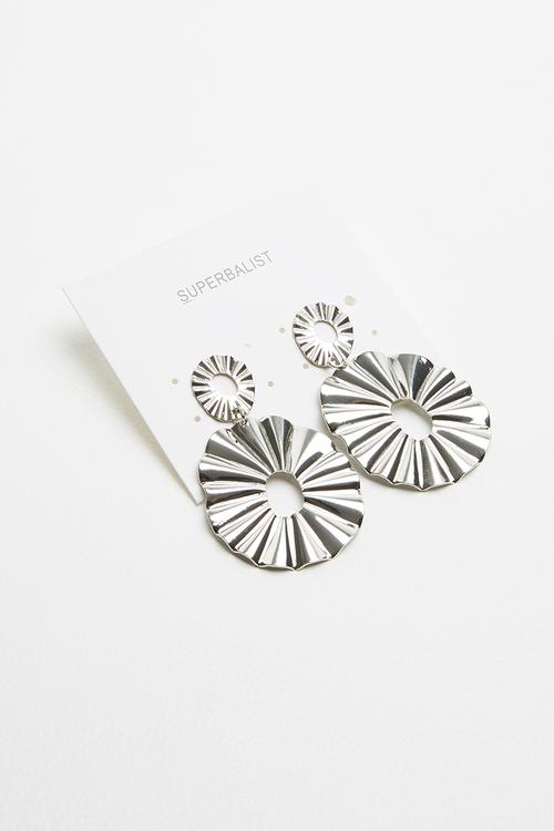 Hammered drop earrings - silver