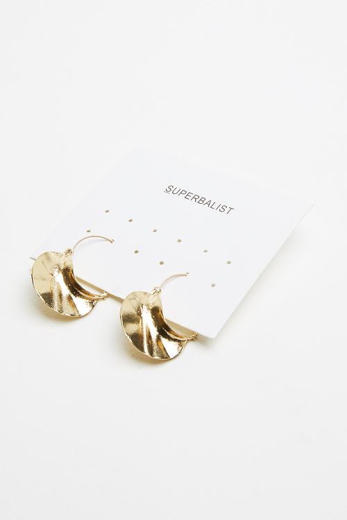 Hammered hoop earrings - gold