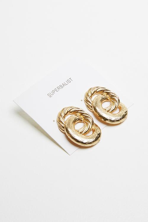 Spiral hoop stud earrings - gold