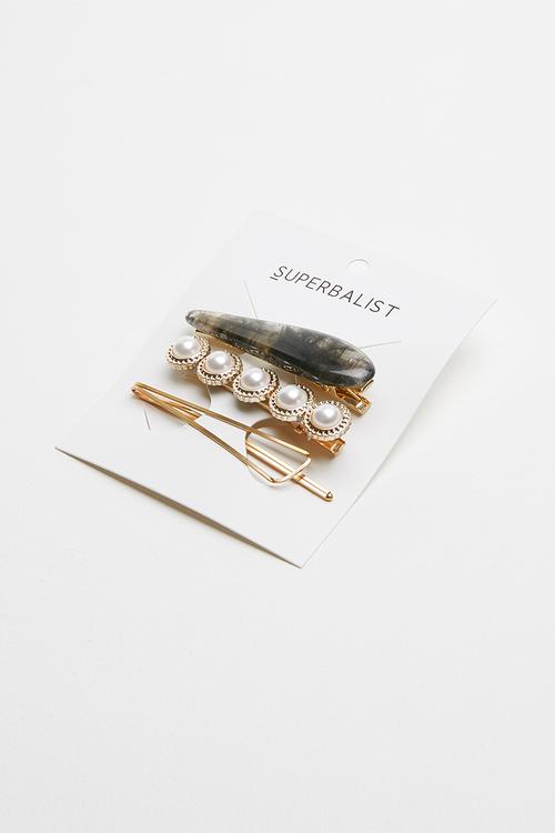 3 Pack hairclip set - multi-colour