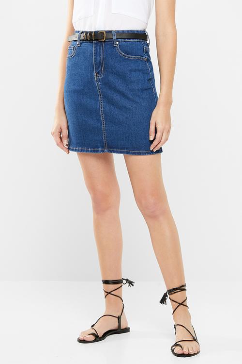 Denim slim fit mini skirt -  blue