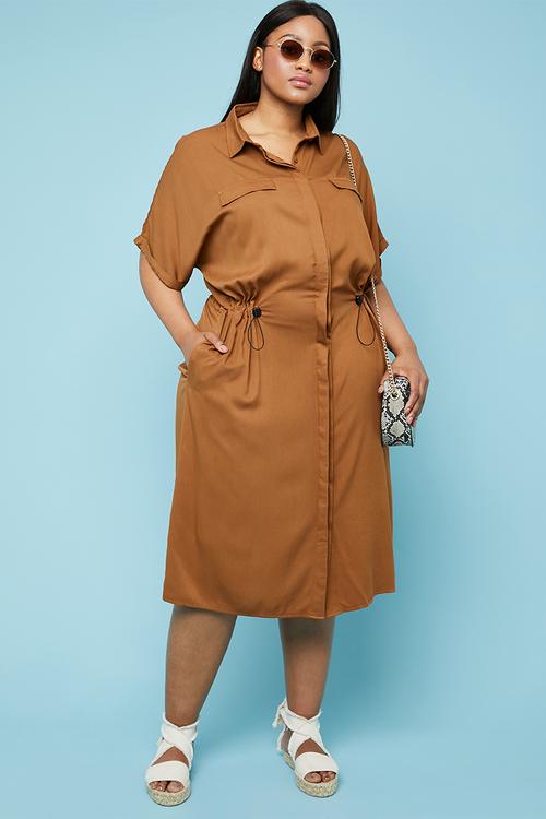 Utility shirt dress - rust 