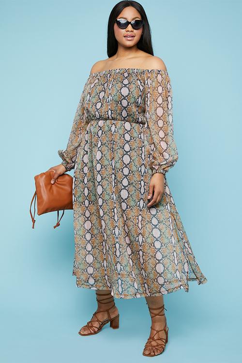 Off the shoulder maxi dress - multi