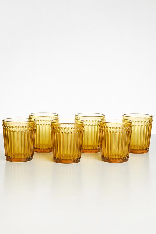 Amber water glass set of 6 - brown