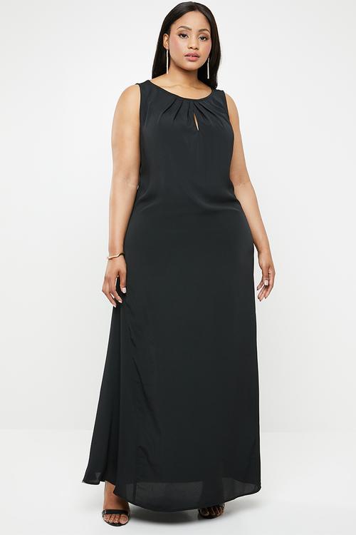 Plus size pietra patterned maxi dress - black