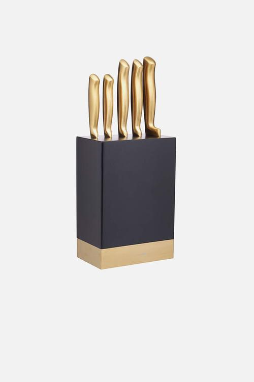 Brass effect knife set - gold
