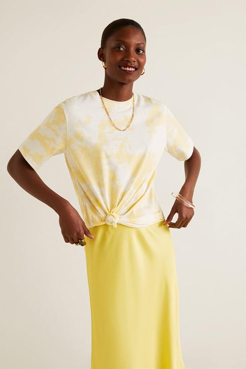 Printed tie-dye tee - yellow & white 