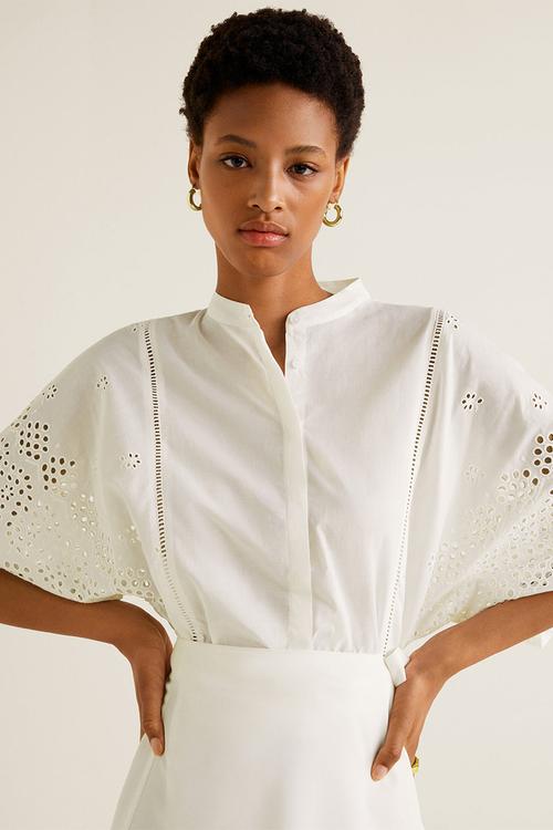 Embroidered cotton blouse - white