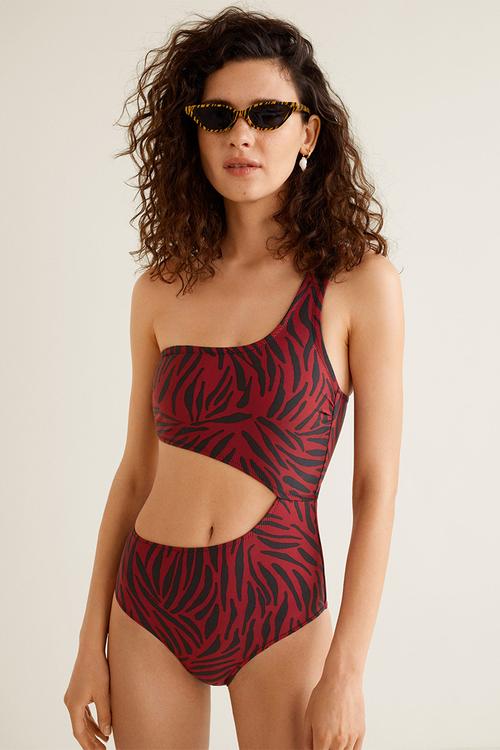 Zebra print swimsuit - red & black 