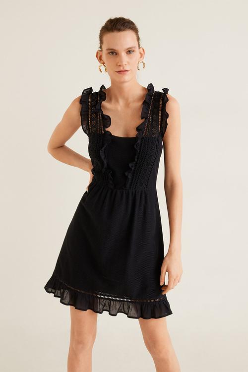 Short ruffled dress - black