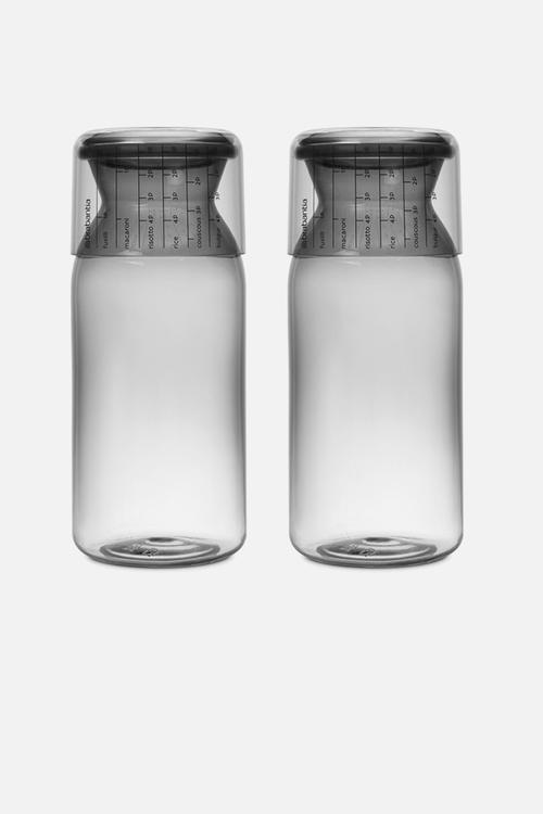 Large storage jar with measuring cup set of 2