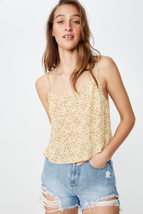 Astrid cropped scoop neck - beige & orange 