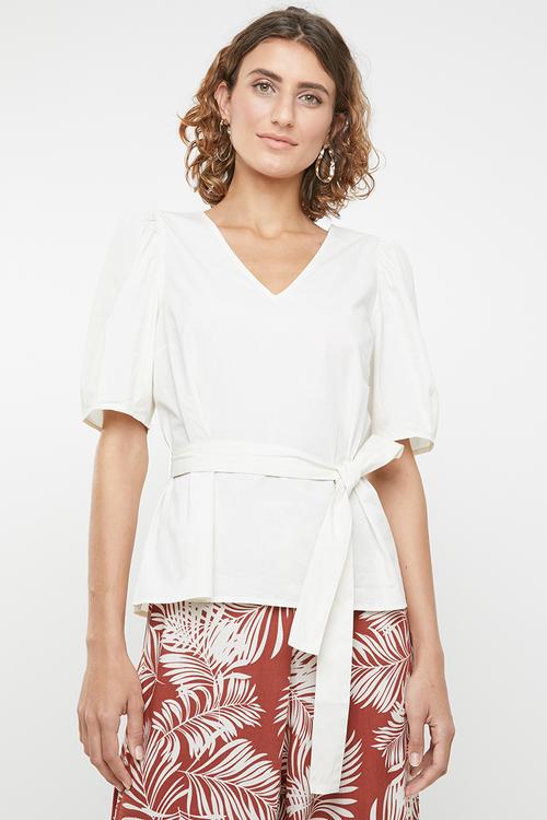 Gilla tie top - beige