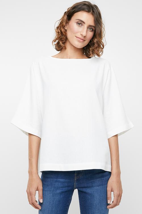 Boxy linen top - cream