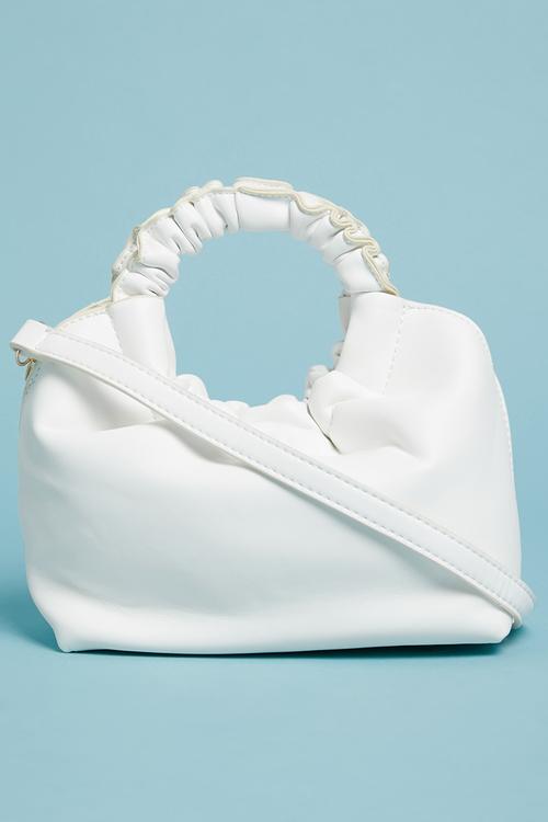 Clayton rouched handle bag - white