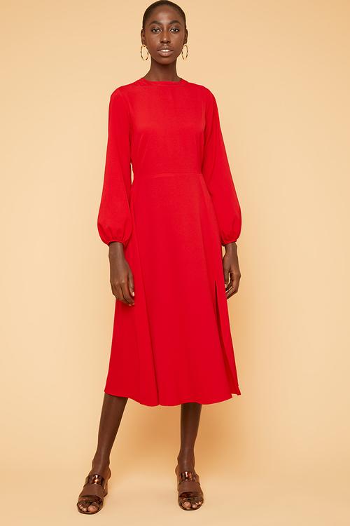 Lantern sleeve dress - red