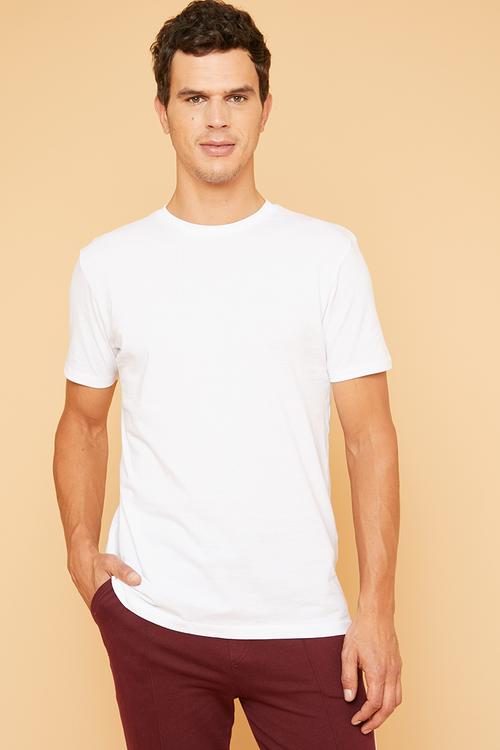 Plain crew neck short sleeve tee - white