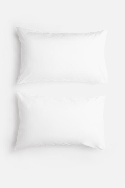 200TC cotton pillowcase set -  white