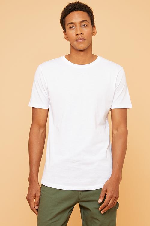 Longline curved hem short sleeve tee - white