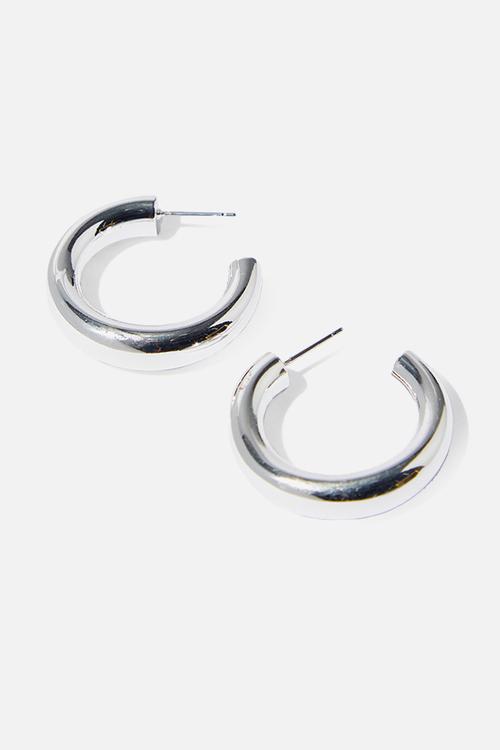 Super hoop modern metal earring - silver