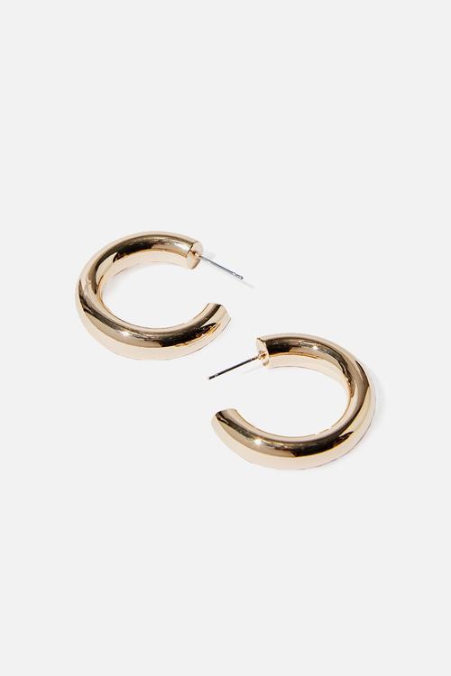 Super hoop modern metal earring - gold