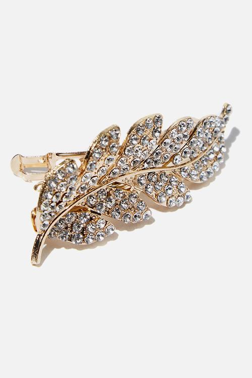 Sweet leaf hair barrette - silver & gold
