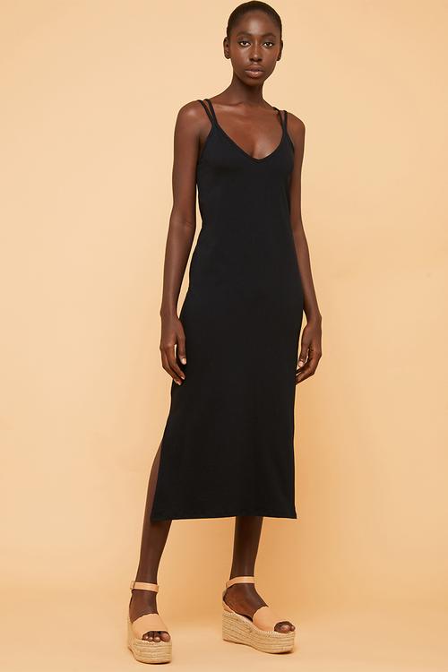 Knit strappy dress - black