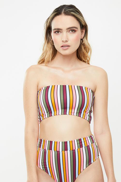 Longline bandeau bikini top - multi