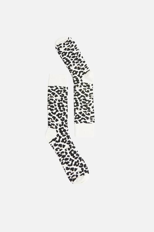 Leopard print socks -black & white
