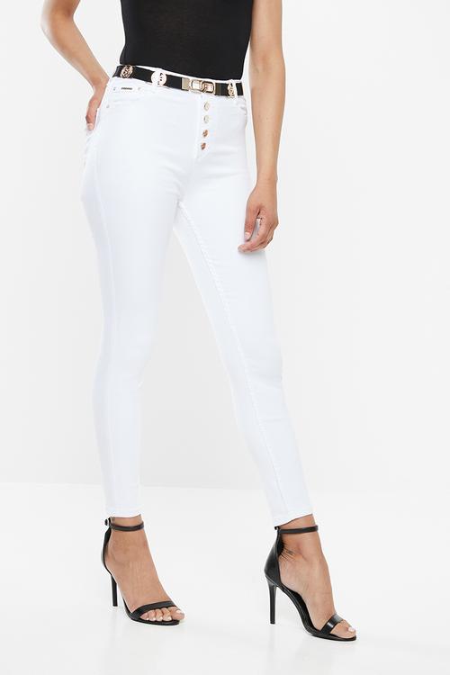 Ryder skinny with exposed buttons - white